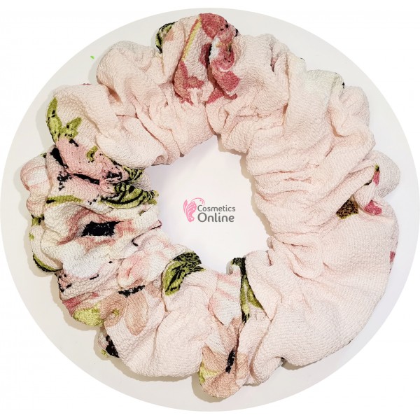 Elastic pentru par Cod ECD027BB Pink cu model floral